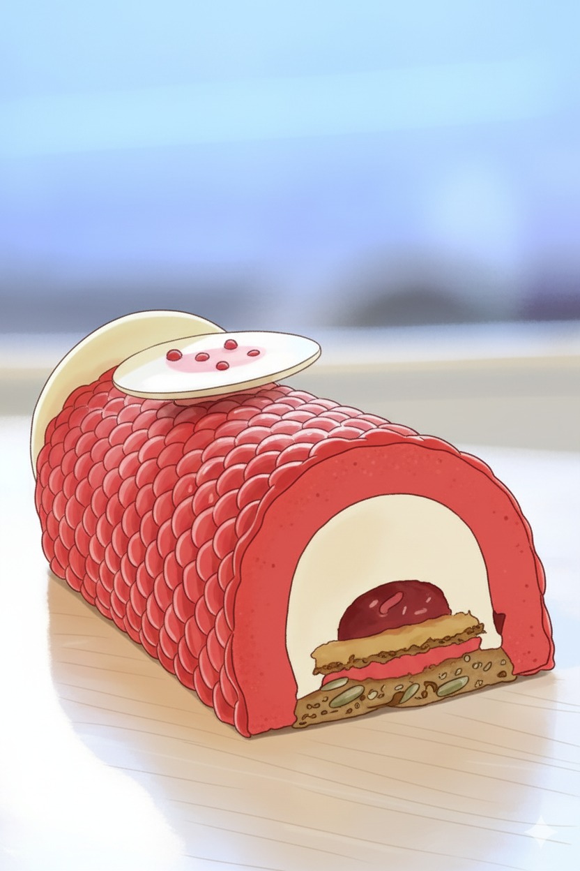 Bûche glacée Litchi – Framboise - 8 parts (Sans lactose et sans gluten) – Image 2