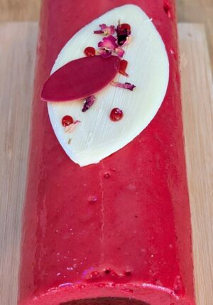 Bûche glacée Litchi – Framboise - 8 parts (Sans lactose et sans gluten)